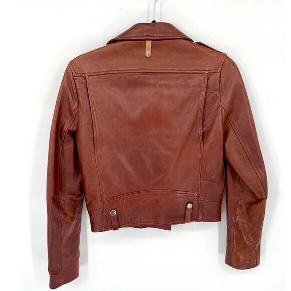Rare Mackage Brown Baya Lamb Leather Biker Moto Motorcycle Jacket size XS - Picture 4 of 15